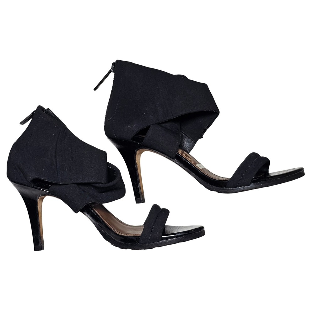 Donald J Pliner Tilly Black Fabric‎ Stiletto Heel Sandals Womens Size 6M
